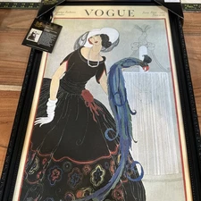 New Vintage Theme Vogue Magazine Illustration 1921 Framed Artwork 15x24