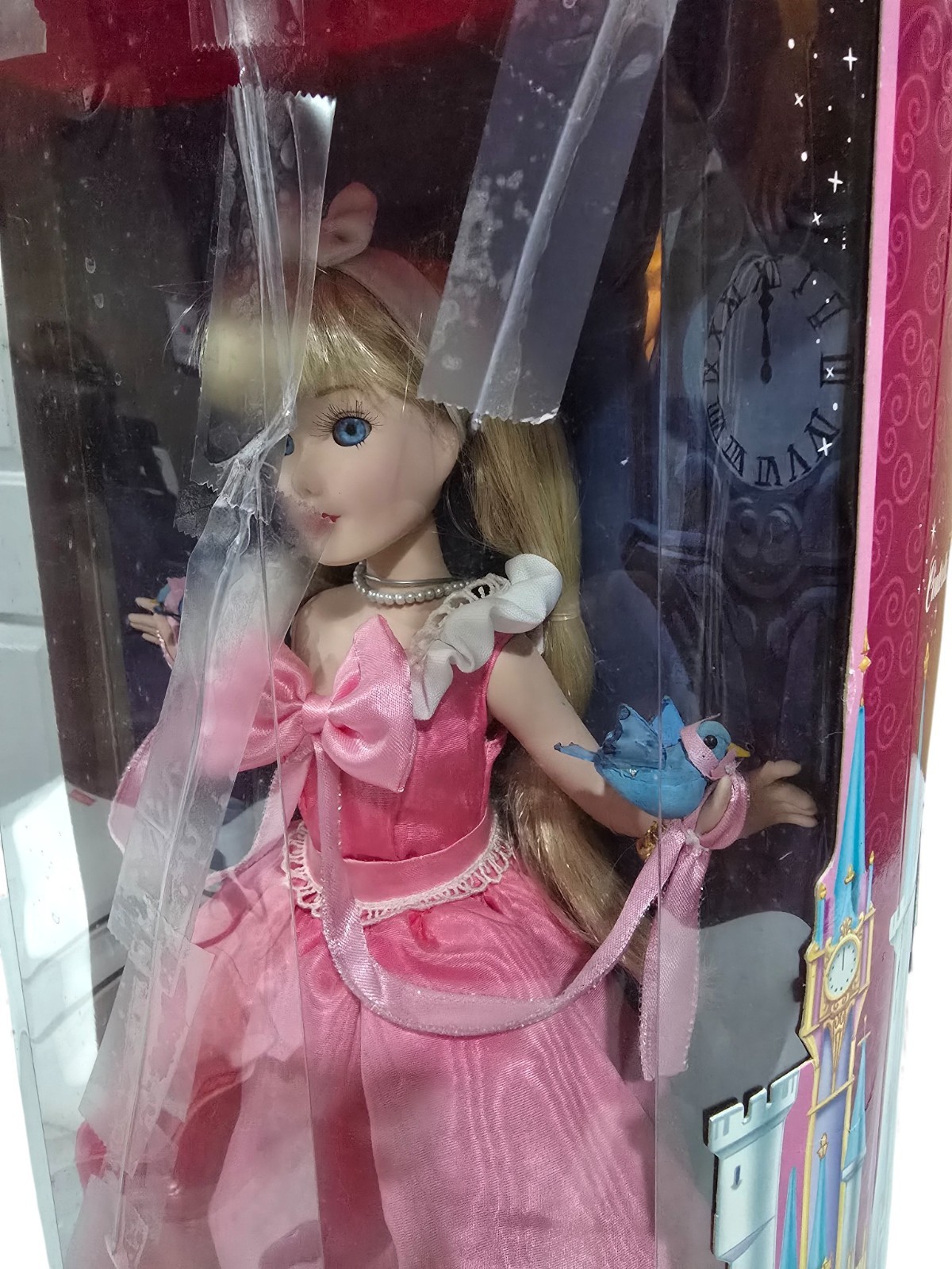 New Disney Princess 2003 Brass Key Cinderella In Pink Dress Porcelain Doll RARE!