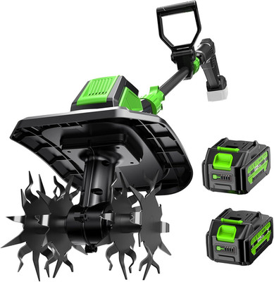Etoolab Cordless Tiller Cultivator, 20V Electric Garden Rototiller with 2×4.0Ah