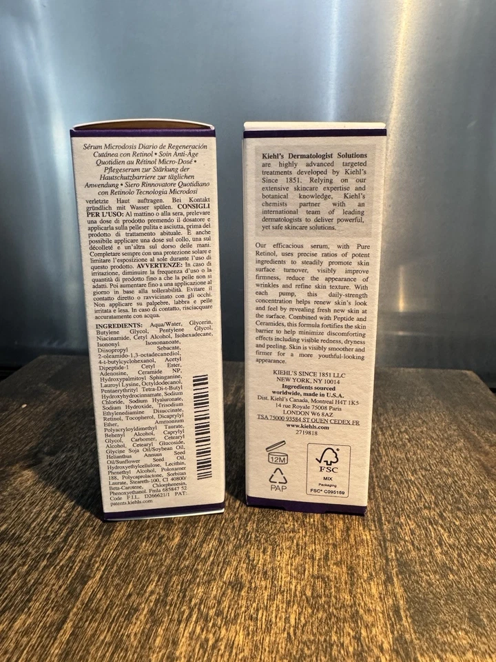 Kiehl's ~ Suero microdosis diario renovador de la piel de retinol ~ 1,0 fl oz ~ nuevo en caja cantidad 2  Foto 2 de 4
