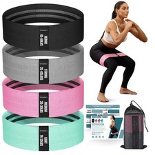 Resistance Bands Set 4 Pack, Fabric Workout Bands for Legs Glutes Yoga