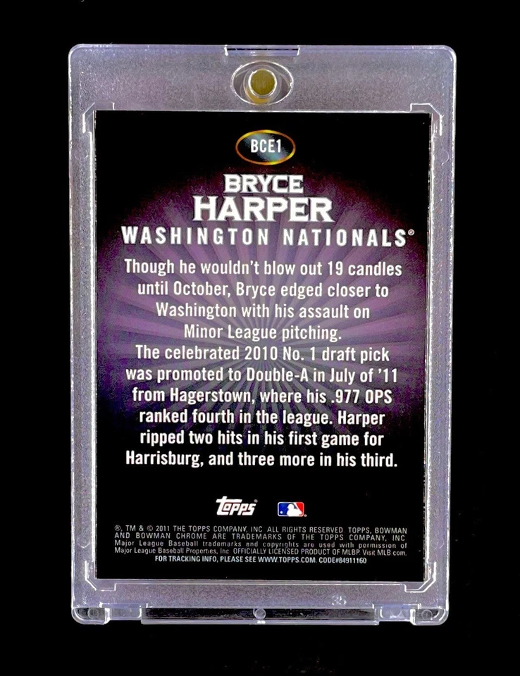 BRYCE HARPER RARO NOVATO REFRACTOR PLATEADO CROMO RC Topps No Automático - PHILLIES Foto 3 de 4