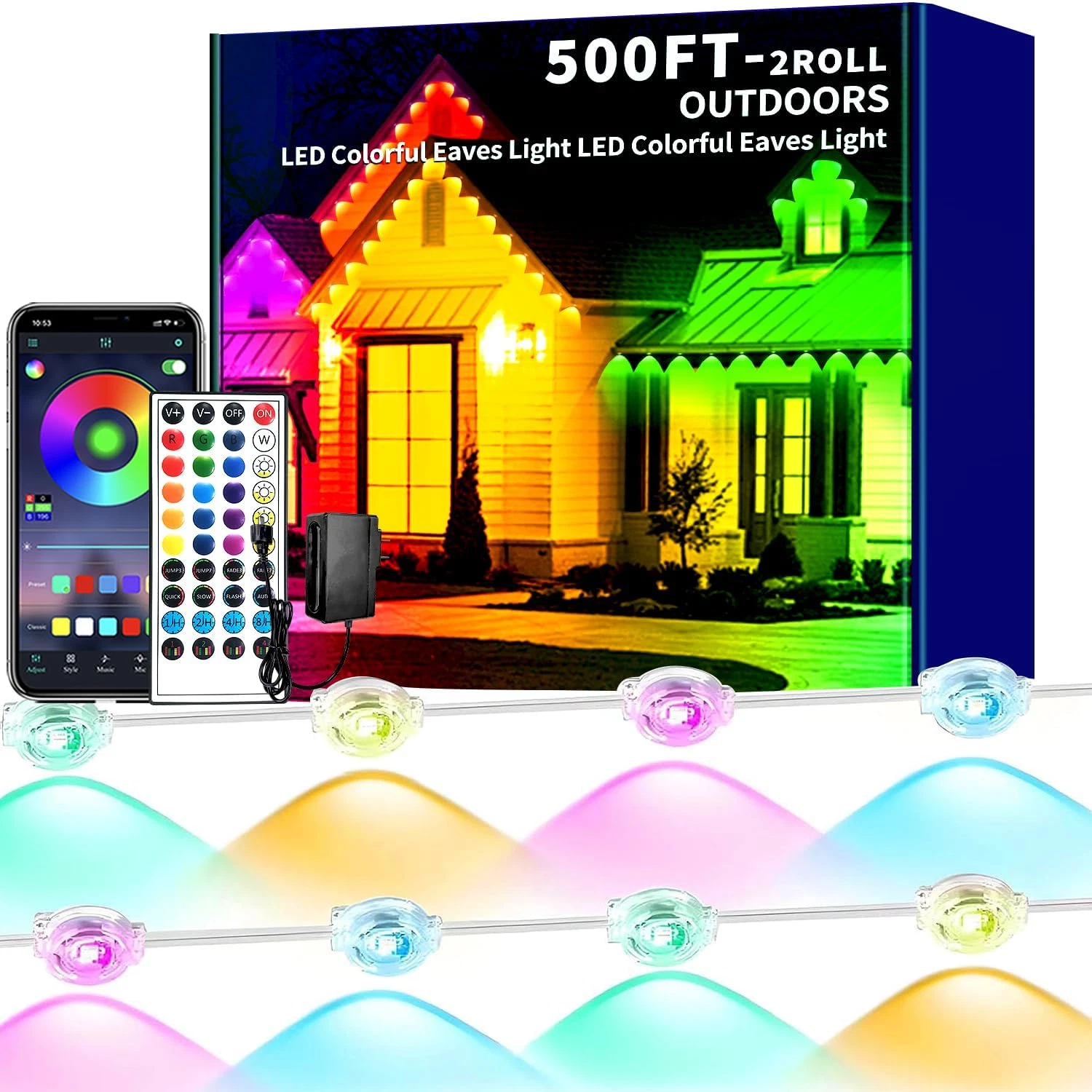 Smart 500FT RGB LED Outdoor Lights - Waterproof App Control for Year-Round Decor