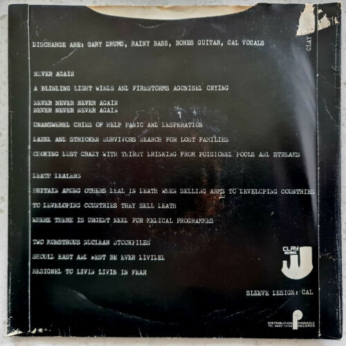 Discharge – Never Again + 2 Tracks - Excellent Condition Original 1981 Punk 7" - Picture 2 of 4
