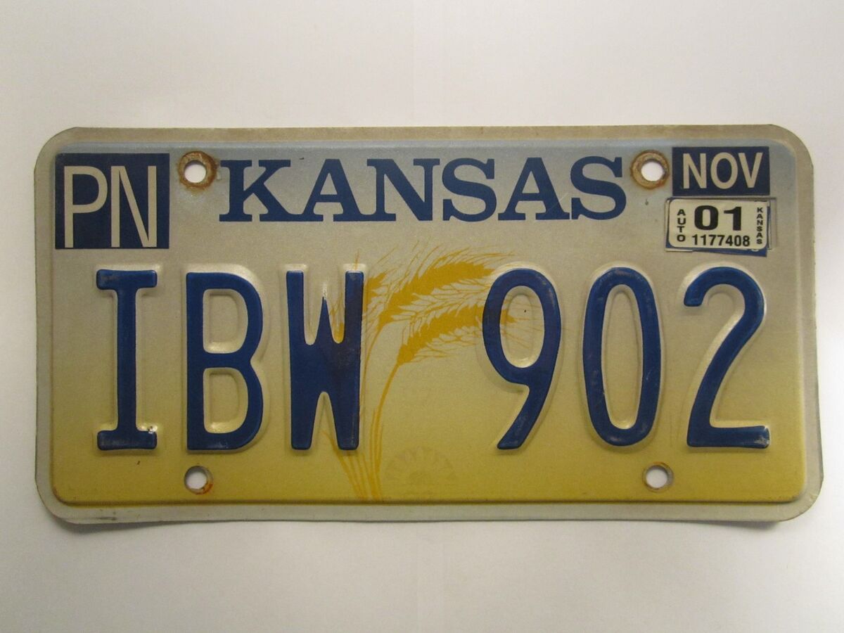 LICENSE PLATE Car Tag 1994 2001 KANSAS IBW 902 Wheat Stalk [Z266] | eBay
