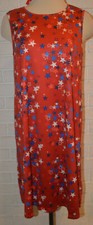 Women's Dress Works Red Patriotic Stars Sleeveless Swing Dress Sizes S, M, L, XL