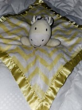 Circo Baby Yellow Giraffe Lovey Chevron Stripe Security Blanket Satin Trim Back