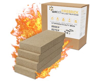 GIRtech USL-4 Thin Insulating Firebricks Fireclay Chamotte 2500F Pack of 4
