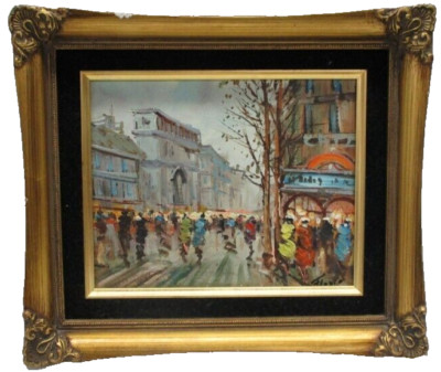 Rare 19th Century Oil Painting Luigi Florio Paris Old Champs Élysées City-Scape!