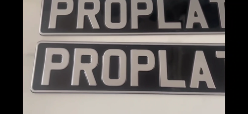 Classic Car Number Plates 2 X BORDERLESS Black & Silver Aluminium Metal ...