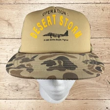 Vintage Operation Desert Storm Camo Mesh Snapback Trucker Hat
