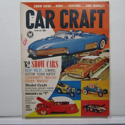 Car Craft Jun 1962 Show Cars, 3 Wheel Custom X2000 Vortex, Golden Marquis, AMT