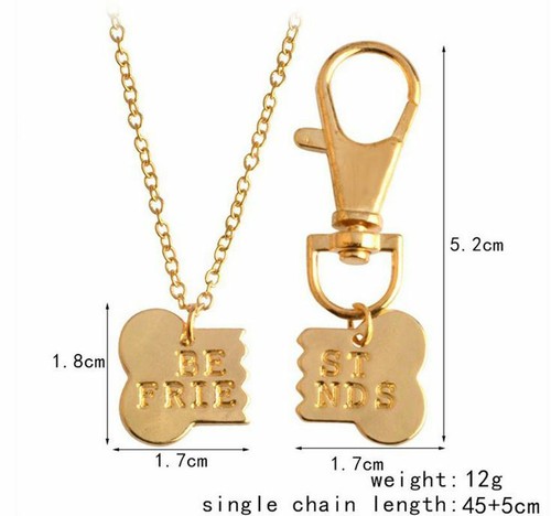 Combo Huesos BFF Best Friend Forever Perro Hueso Etiqueta Colgantes Collar Cadena - Imagen 2 de 15