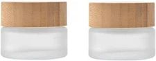 2 PC 1oz Empty Sample Jars Round Frosted Glass Cream Jar Bottles 30ml