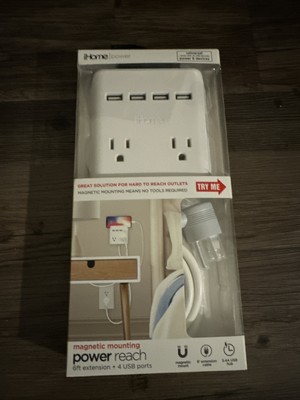IHome Power Reach Multiple Plug Outlet Extender with 2 Outlets, 4-Port USB Wall