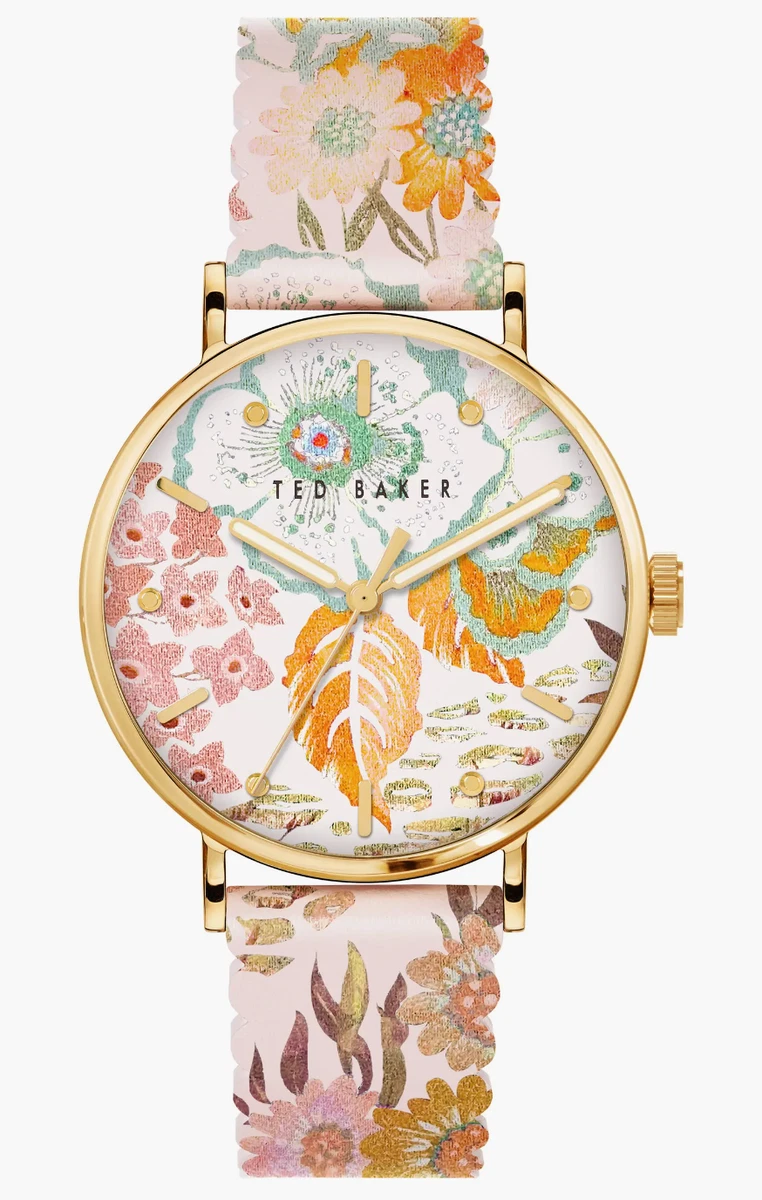 Ted Baker London 1563 Womens Floral Phylipa Retro Leather Strap