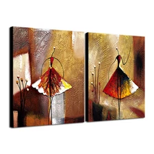 Abstract Hand Paint Oil Painting on Canvas Wall Art Home Decor Ballet Girl Brown