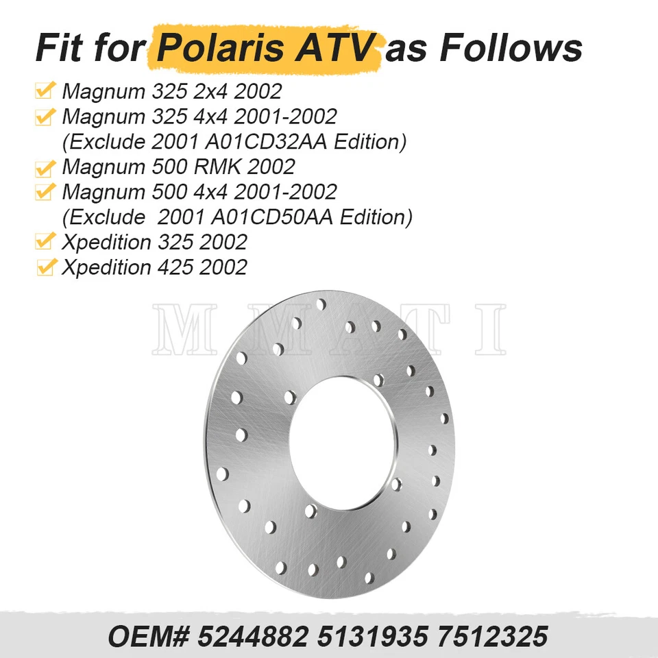 Rotor de disco de freno trasero para Polaris Magnum 500 2x4 4x4 2001-03 Magnum RMK 500 2002 Foto 4 de 4