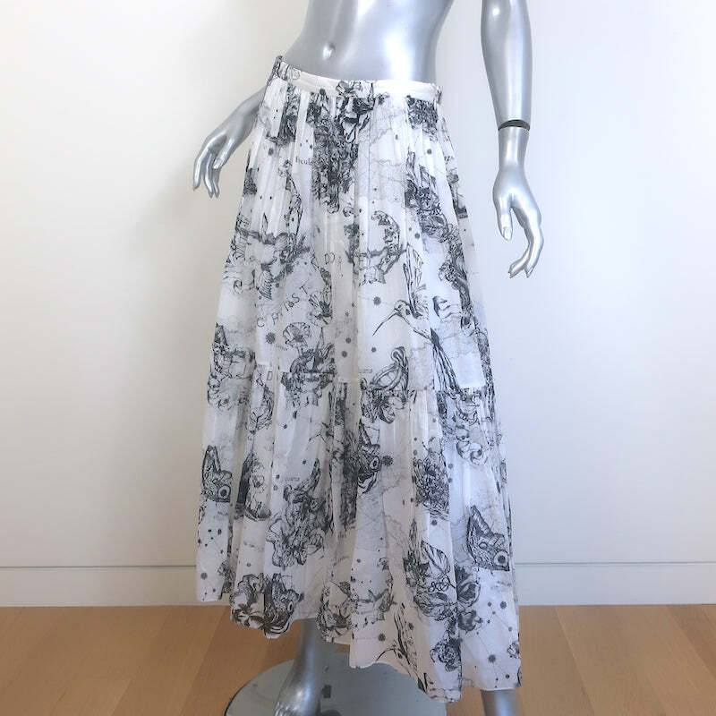 Christian Dior Toile de Jouy Zodiac Maxi Skirt White/Black Cotton