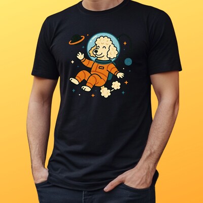 Mens Poodle Floating In Space Motif Cotton T-Shirt Size S to 5XL
