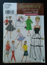 Simplicity Archives Pattern 5785 Fashion Doll 11 1/2" Doll Clothes by Teri
