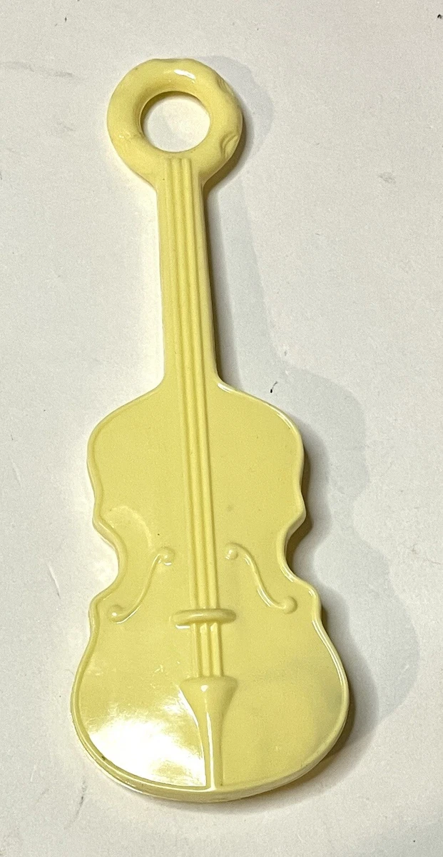 Vintage Midcentury Baby Rattle Toy Violin Shaped Toy 4.5 Plastic