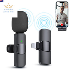 2.4GHZ Wireless Lavalier Microphone Portable Audio Video Recording Mini Mic with