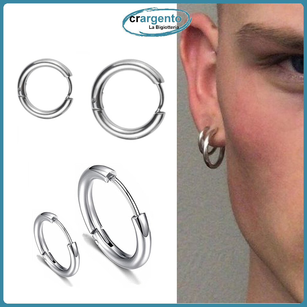 2 Orecchini A Cerchio Neri In Acciaio Inossidabile - Design Minimal Per Uomo E Donna, Diametro 16mm (0.63")