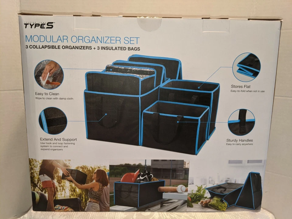 Modular Organizer 6 Pc Set - 3 Collapsible Organizers And 3 Insulated Bags - Image 4 of 4