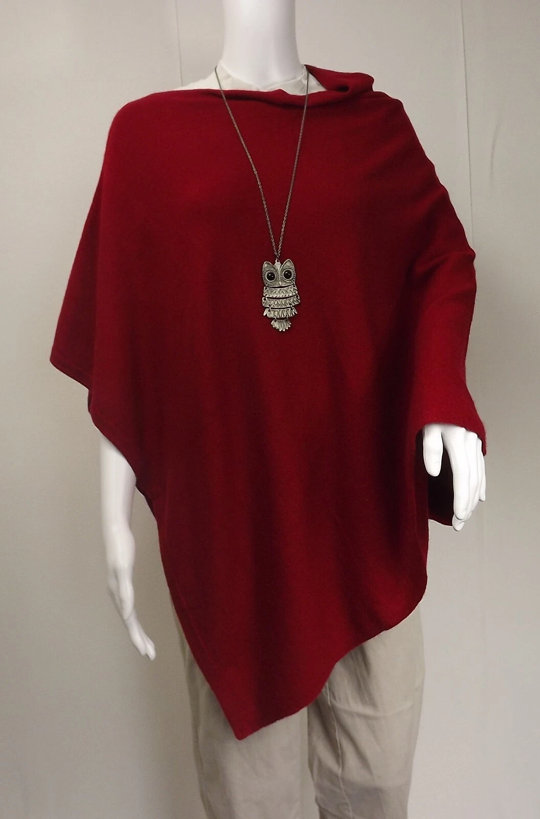 CASHMERE Poncho Bordeaux Red Burgundy CAPE Wrap One Size,FREE UK Shipping, wine