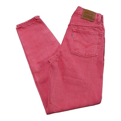 Levis Premium Mom Jeans Womens Size 23 Faded Red Zip Ankle