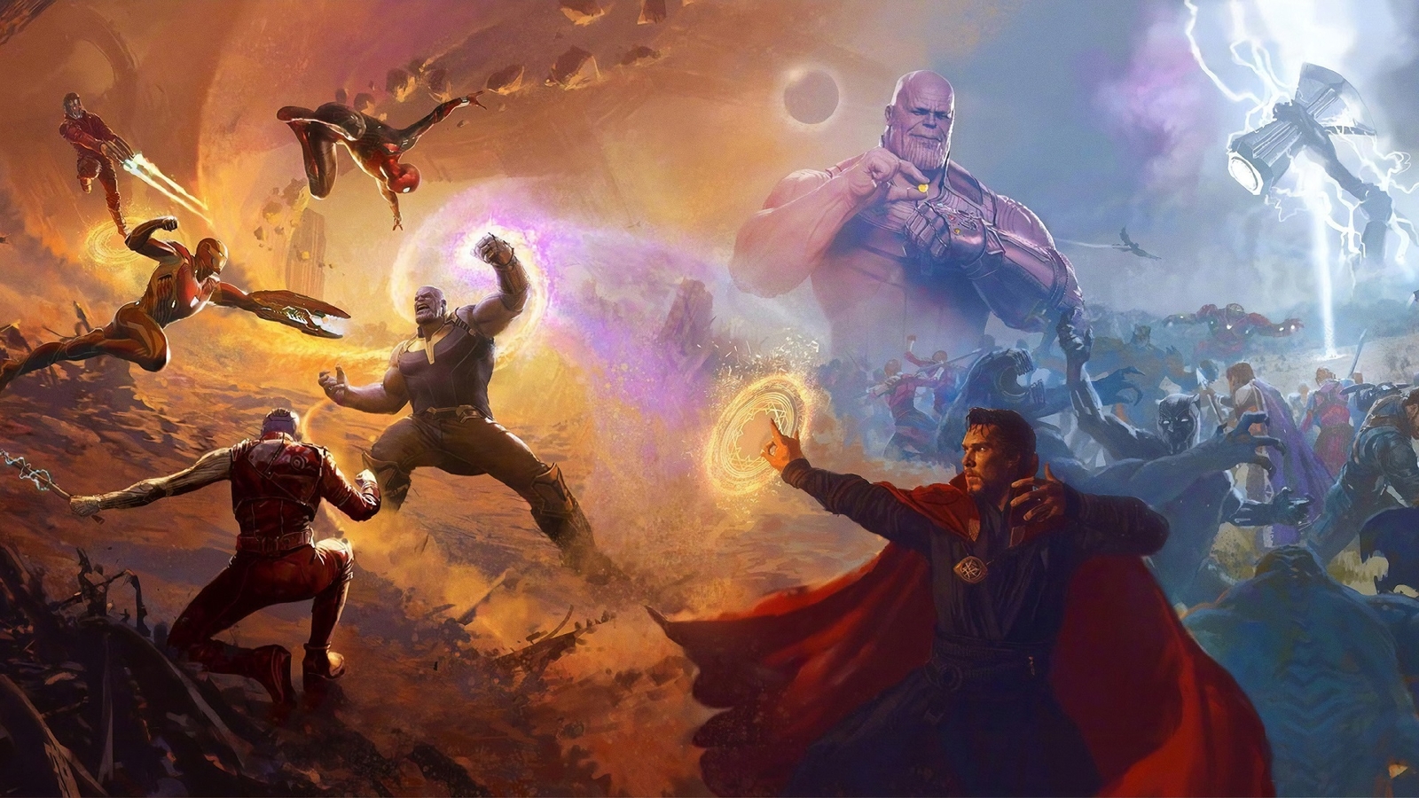 Marvel the avengers fantasy art thanos doctor strange playmat gaming ...