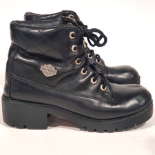 Botas de cuero negras Harley-Davidson para mujer talla 8 control de crucero para motocicleta...