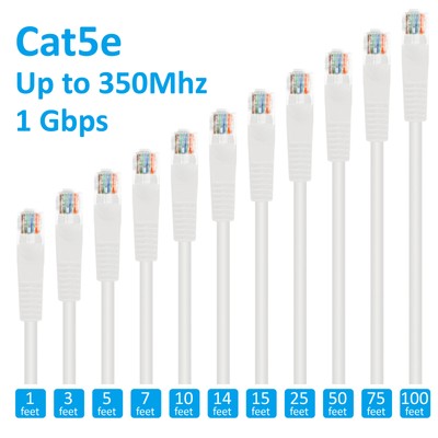 Steren 12ft Cat5e Patch Cord Non-Booted UTP cULus White