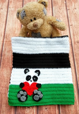 Panda Decke, Handarbeit gehäkelt Baby Junge Mädchen