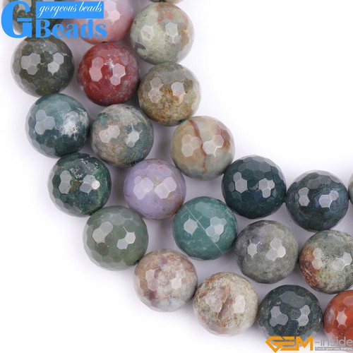 Natural Stone Indian Agate Round Loose Beads For Jewellery Making 15" Necklace - Bild 100 von 102