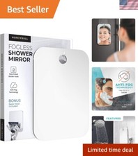 Shower Mirror Fogless for Shaving - Flat Anti Fog Mirror with Razor Holder fo...
