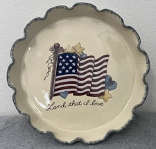 Home And Garden Party AMERICANA Round Fluted Baking Dish BEAUTIFUL!
