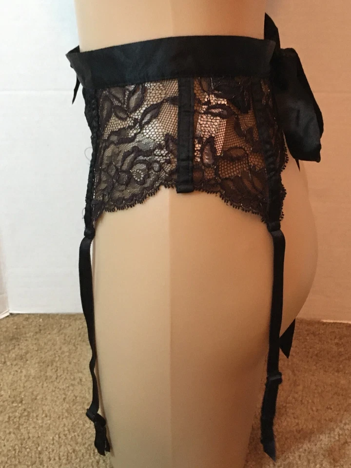 Vtg 2012 VICTORIA'S SECRET Seduction SATIN & LACE GARTER BELT Floral Sheer XS/S - Image 4 of 4