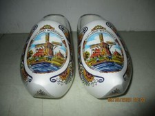 Pair Dutch Made in Holland Wooden Shoes Clogs Windmills Floral Size 21 cm.