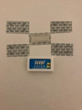 5 Double Edge Razor Blades, Derby Extra Super Stainless Blades (Blue Box).