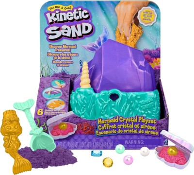 Kinetic Sand, Mermaid Crystal Playset, Chelsea Mermaid,  10 tools and surprises