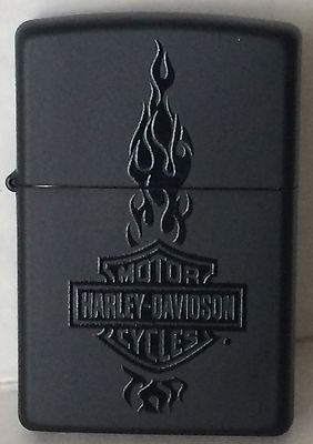 Zippo Harley Davidson Black Matte Lighter With Harley Logo
