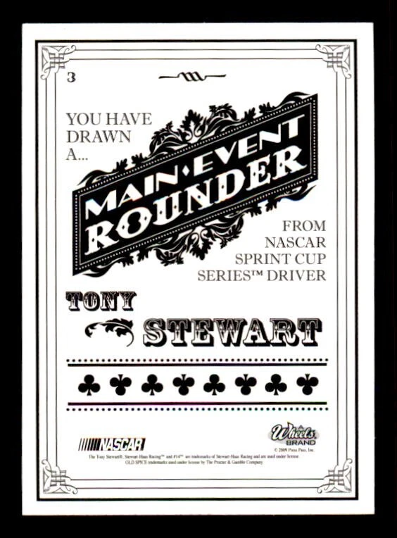 2009 Wheels Main Event Foil Tony Stewart #3 HOF - Image 2 of 2