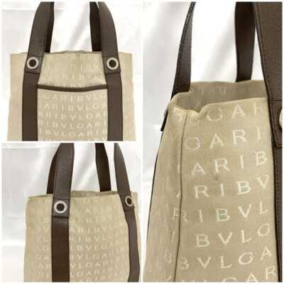 Bvlgari tote bag ec-21030 Beige Brown Logomania Pouch included