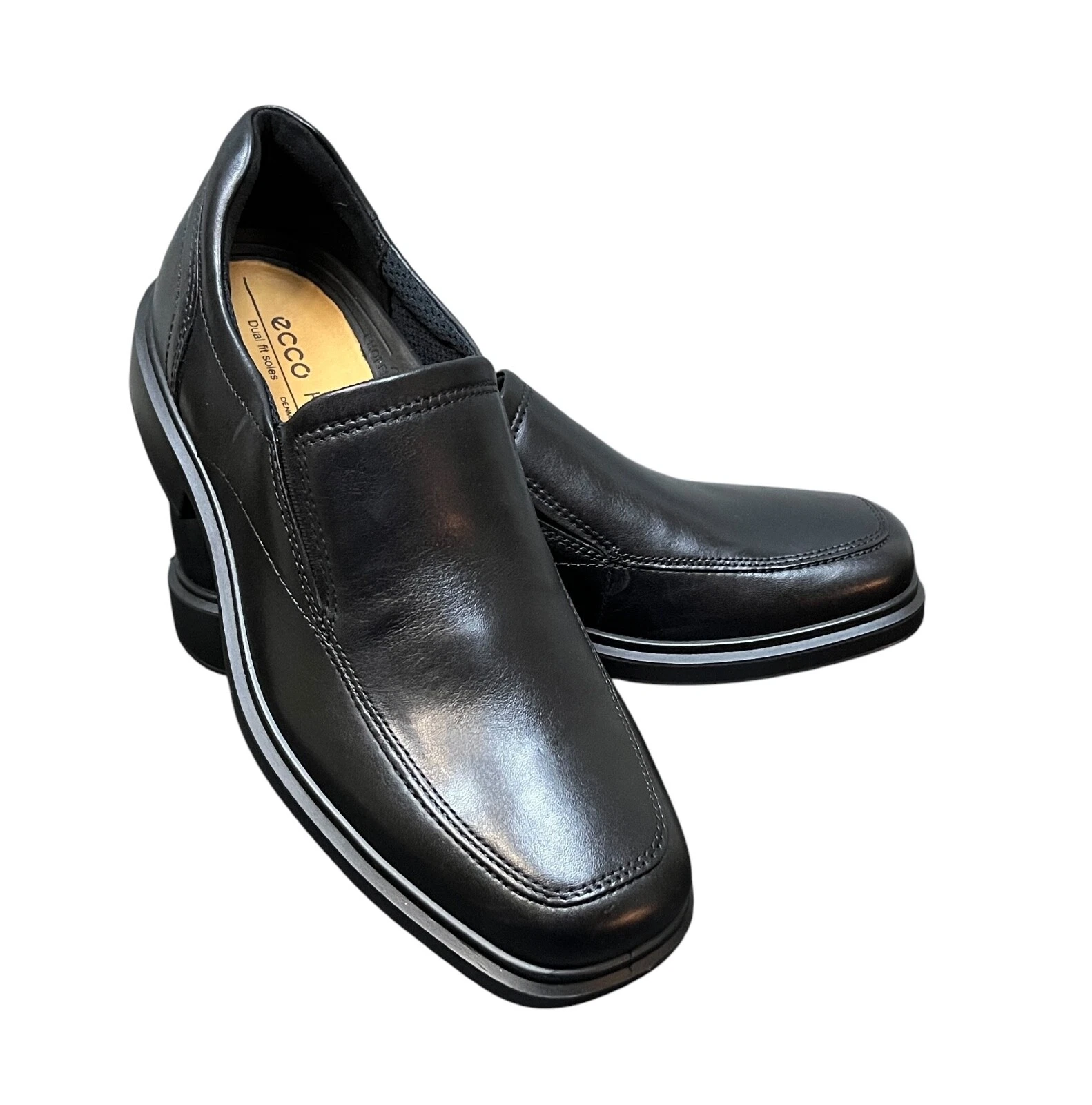 Mocassino slip on ECCO Shoes uomo 5 5 EU 39 pelle nera Helsinki 2 grembiule punta