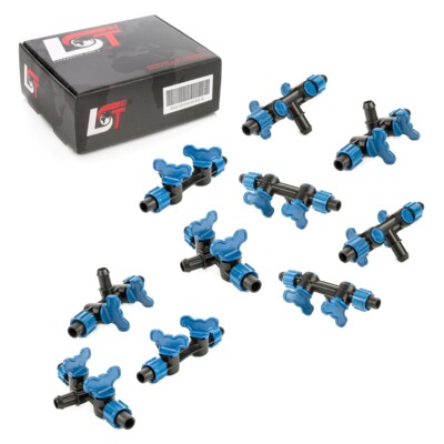 10x Doppel Absperrhahn Verbindungsstück Bewässerungssystem T-Stück Ø 17x16x17 mm