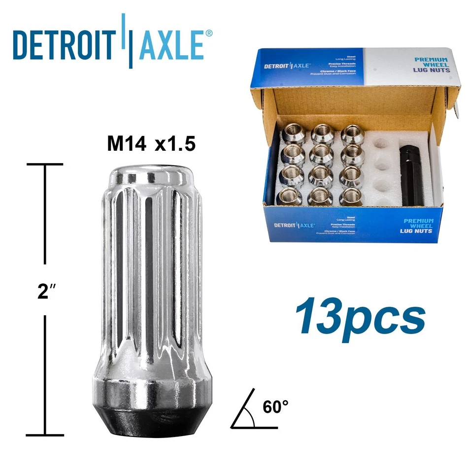 26pc 14x1.5 Chrome Wheel Lug Nuts w/ Two Keys for Silverado Sierra Yukon XL 1500 - Image 3 of 4