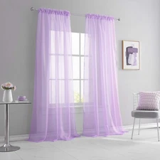 Jenna Collection Sheer Voile Solid Window Curtain Panel  - Set of 2 - ALL COLORS
