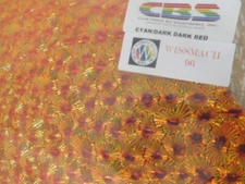 Dichroic Glass:CBS 96 COE Cyan/Dk.Dk Red on Florentine Textured Black - 3"Sq